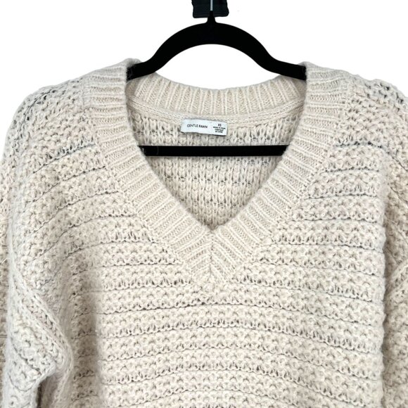 Gentle Fawn Chunky V-Neck Sweater Cream Size XS - Picture 2 of 11